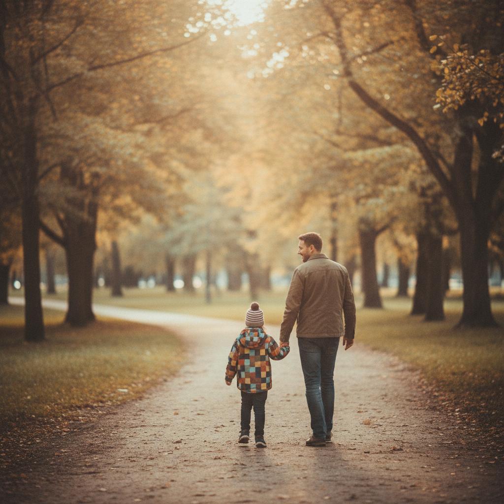 Father and child walking together - family mediation Manchester